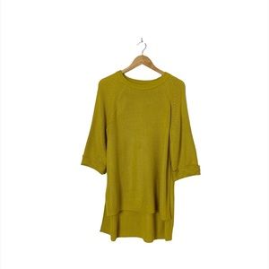 All Row Knit Tunic High Low Hem Sweater‎ Size Medium Mustard